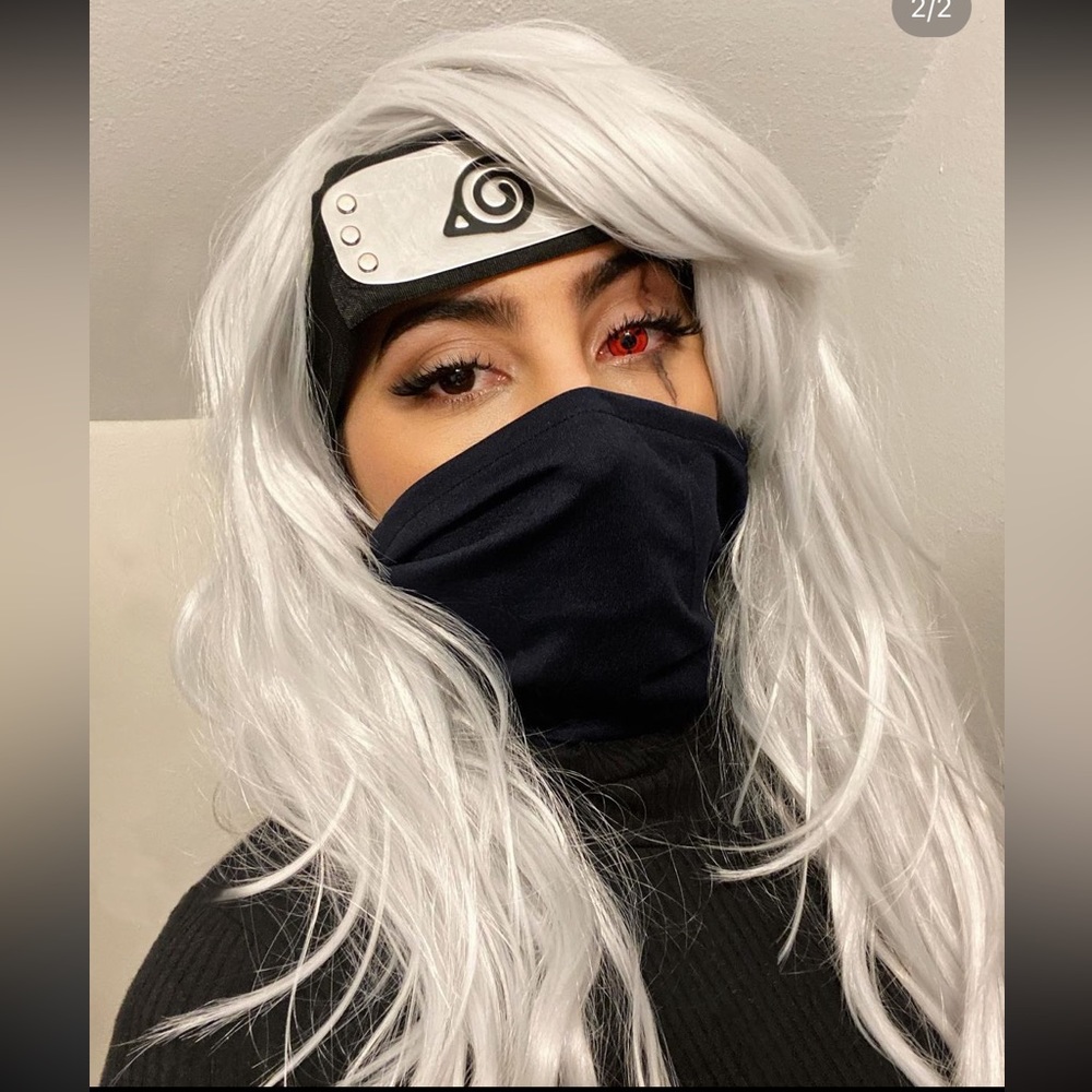 Kakashi Sensei Halloween Ninja Costume Naruto Hidden Leaf Village Mask Wig